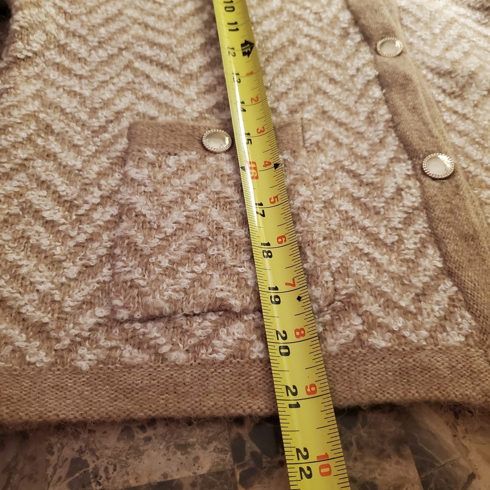 Loft Outlet sz M fuzzy buttonup Cardigan chevron classic preppy cozy career work - Picture 9 of 13